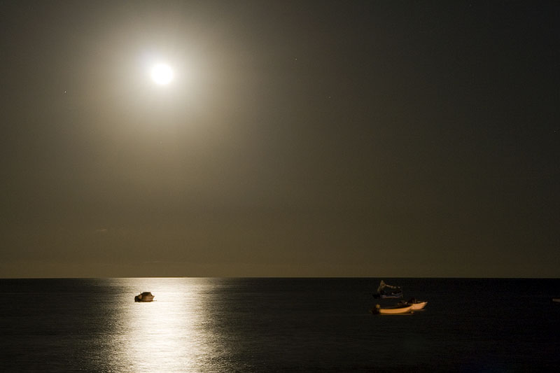 Barcas en la noche